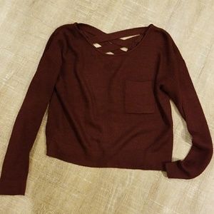 Crisscross Back Merlot Sweater
